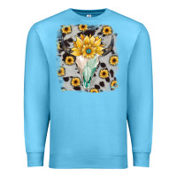 Ocean Blue cowhide sunflower gemstone bull skull Premium Sweatshirt - JahusDesignShop
