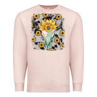 Pale Pink cowhide sunflower gemstone bull skull Premium Sweatshirt - JahusDesignShop
