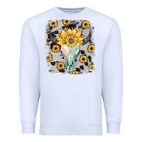 White cowhide sunflower gemstone bull skull Premium Sweatshirt - JahusDesignShop