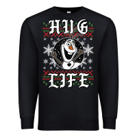 Black fro.zen o.l.a.f hug life ugly christmas sweater style shirt Premium Sweatshirt - artisFamous