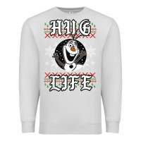 Dove Grey fro.zen o.l.a.f hug life ugly christmas sweater style shirt Premium Sweatshirt - artisFamous