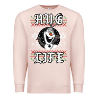 Pale Pink fro.zen o.l.a.f hug life ugly christmas sweater style shirt Premium Sweatshirt - artisFamous