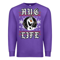 Purple fro.zen o.l.a.f hug life ugly christmas sweater style shirt Premium Sweatshirt - artisFamous