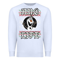 White fro.zen o.l.a.f hug life ugly christmas sweater style shirt Premium Sweatshirt - artisFamous