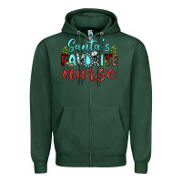 Sports Green santa s favorite nurse Zipper Hoodie - JahusDesignShop