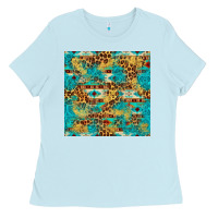 Baby Blue western aztec leopard glitter seamless pattern Ladies Tee - FaDigitalArtStudio