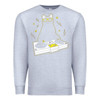 Heather Grey cat dj Premium Sweatshirt - artisFamous