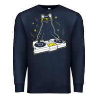 Navy cat dj Premium Sweatshirt - artisFamous