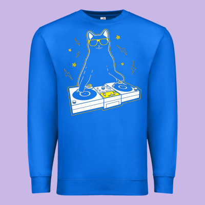 Cat Dj Premium Sweatshirt Designed By Artisfamous
