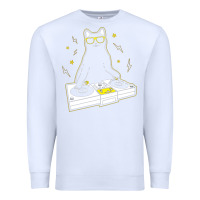 White cat dj Premium Sweatshirt - artisFamous