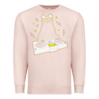Pale Pink cat dj Premium Sweatshirt - artisFamous