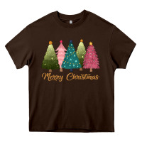 Chocolate Brown merry christmas trees Heavy Core Tee - CowGirlArtShop