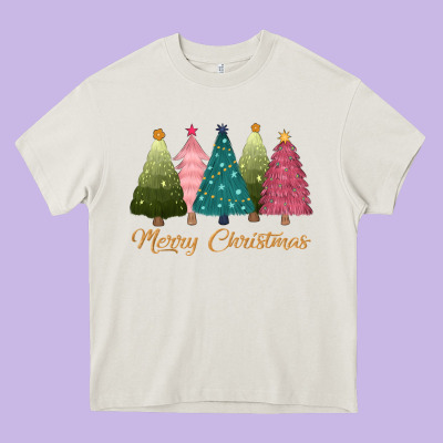 Merry Christmas Trees Heavy Core Tee Designed By Cowgirlartshop