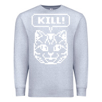 Heather Grey kill no more heroes cat Premium Sweatshirt - artisFamous