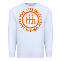 White real cars dont shift themselves Premium Sweatshirt - artisFamous