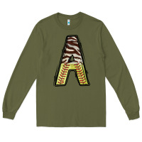 Army Green softball alphabet a Long Sleeve Tee - CowhideDigitalArt