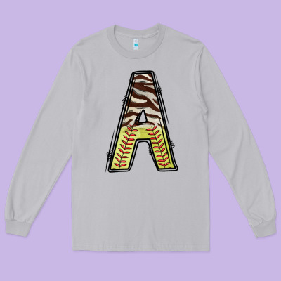 Softball Alphabet A Long Sleeve Tee Designed By Cowhidedigitalart