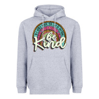 Heather Grey be kind   leopard Heavyweight Hoodie - JahusDesignShop