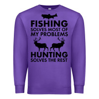 Purple funny fishing and hunting Premium Sweatshirt - artisFamous