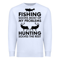 White funny fishing and hunting Premium Sweatshirt - artisFamous