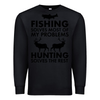 Black funny fishing and hunting Premium Sweatshirt - artisFamous