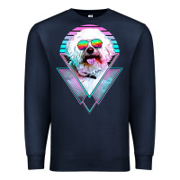 Navy bichons frise dog vintage Premium Sweatshirt - artisFamous