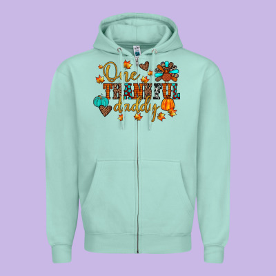 One Thankful Daddy Zipper Hoodie Designed By Jahusdesignshop