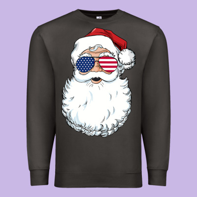 Santa Claus  U.s.a Sunglasses Christmas In July Santa Premium Sweatshirt Designed By Artisfamous