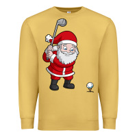 Antique Gold santa claus golf christmas golfer golfing gift Premium Sweatshirt - artisFamous