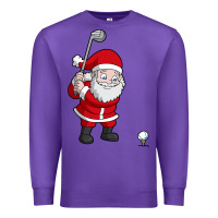 Purple santa claus golf christmas golfer golfing gift Premium Sweatshirt - artisFamous
