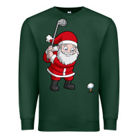 Sports Green santa claus golf christmas golfer golfing gift Premium Sweatshirt - artisFamous