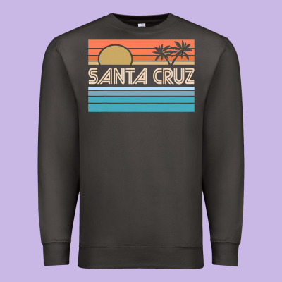 Santa C.r.u.z Cali Sunset 70s 80s Surfer Summer Sun Premium Sweatshirt Designed By Artisfamous