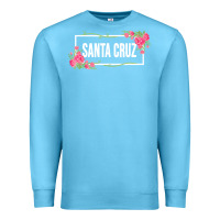 Ocean Blue santa c.r.u.z cali  floral hibiscus flower Premium Sweatshirt - artisFamous