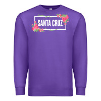 Purple santa c.r.u.z cali  floral hibiscus flower Premium Sweatshirt - artisFamous