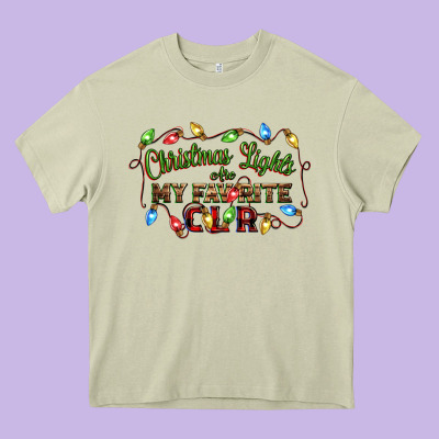 Christmas Lights Are My Favorite Color Heavy Core Tee Designed By Cowgirlartshop