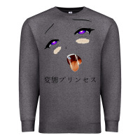 Charcoal Heather ahegao face girl Premium Sweatshirt - artisFamous