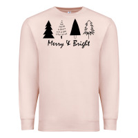 Pale Pink merry and bright Premium Sweatshirt - artisFamous