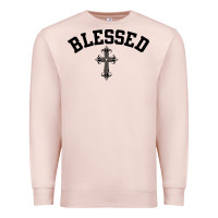 Pale Pink blessed christian christianity Premium Sweatshirt - artisFamous