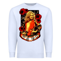 White vintage image robert plant Premium Sweatshirt - artisFamous