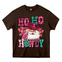 Chocolate Brown ho ho howdy santa pink christmas Heavy Core Tee - CowGirlArtShop