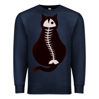 Navy Cat with Fish Bone Premium Sweatshirt - artisFamous