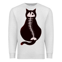 Oatmeal Heather Cat with Fish Bone Premium Sweatshirt - artisFamous