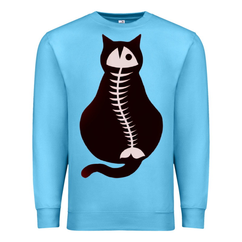 Cat With Fish Bone Premium Sweatshirt by artisFamous | Teevron
