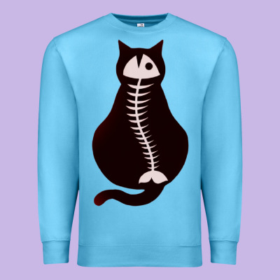 Cat With Fish Bone Premium Sweatshirt Designed By Artisfamous