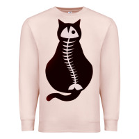 Pale Pink Cat with Fish Bone Premium Sweatshirt - artisFamous