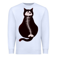 White Cat with Fish Bone Premium Sweatshirt - artisFamous