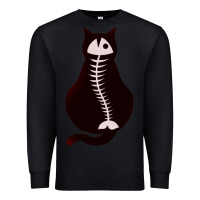 Black Cat with Fish Bone Premium Sweatshirt - artisFamous