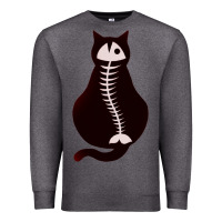 Charcoal Heather Cat with Fish Bone Premium Sweatshirt - artisFamous