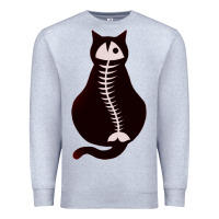 Heather Grey Cat with Fish Bone Premium Sweatshirt - artisFamous