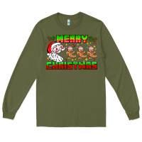 Army Green Merry Christmas Long Sleeve Tee - CowhideDigitalArt